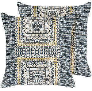 Sada 2 dekoratívnych vankúšov viacfarebná bavlna 50 x 50 cm geometrický vzor štvorcový tvar boho moderný štýl doplnky