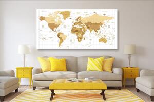 Obraz béžová mapa sveta na svetlom pozadí