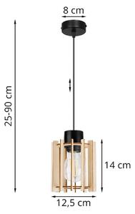 Závesné svietidlo Timber 7, 1x drevené tienidlo