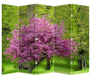 Paraván - Rozkvitnutý strom na lúke (210x170 cm)