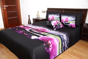 Čierny prehoz na posteľ s kvetmi Šírka: 220 cm | Dĺžka: 240 cm