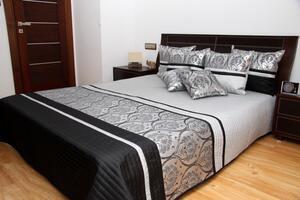 Luxusný prehoz na posteľ čierno strieborno šedý