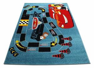 Modrý koberec s autíčkom McQueen Šírka: 200 cm | Dĺžka: 290 cm