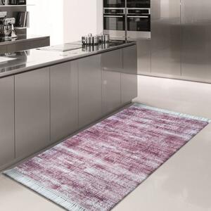Bordovo hnedý koberec do kuchyne so strapcami Fialová Šírka: 60 cm | Dĺžka: 100 cm