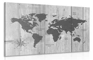 Obraz šedá mapa na drevenom pozadí - 60x40