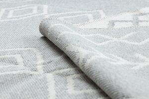 Obojstranný šnúrkový ekologický koberec TWIN 23000 Boho, so strapcami, krémovo - sivý