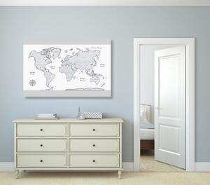 Obraz mapa sveta so šedým okrajom