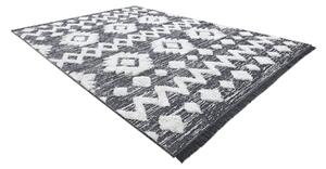 Ekologický koberec MOROC 22319 EKO SIZAL Cik - cak, strapce, z recyklovanej bavlny, béžovo - sivý