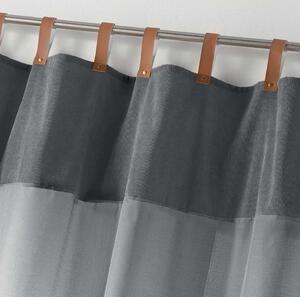 Štýlová sivá záclona s koženým zavesením 140x240 cm Sivá