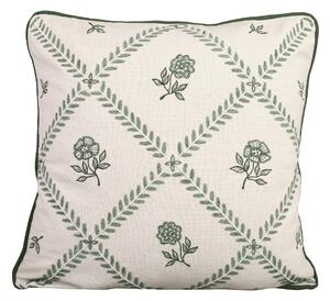 Vyšívaná obliečka na vankúš Lovisa Green/White 45 × 45 cm