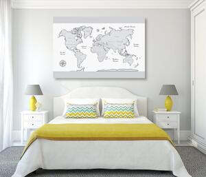 Obraz mapa sveta so šedým okrajom