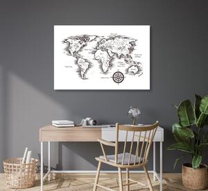 Obraz na korku mapa sveta v nádhernom prevedení