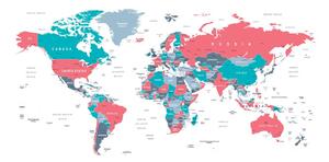 Obraz mapa sveta s pastelovým nádychom