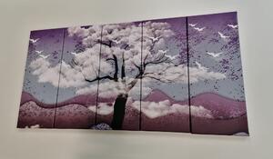 5-dielny obraz strom zaliaty oblakmi