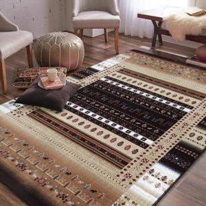 Béžovy elegantný koberec do obývačky s hnedými vzormi Hnedá Šírka: 200 cm | Dĺžka: 290 cm