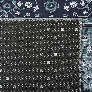 Koberec sivý polyester 80 x 300 cm s orientálnym vzorom protišmykový behúň do kuchyne na chodbu