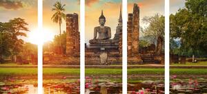 5-dielny obraz socha Budhu v parku Sukhothai