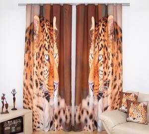 Hnedý štýlový záves s motívom geparda Šírka: 160 cm | Dĺžka: 250 cm (v sade sú 2 kusy)