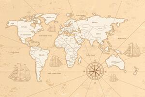 Obraz zaujímavá béžová mapa sveta