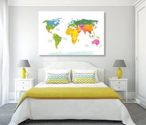 Obraz na korku výnimočná mapa sveta s bielym pozadím