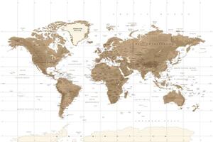 Obraz na korku nádherná vintage mapa sveta s bielym pozadím