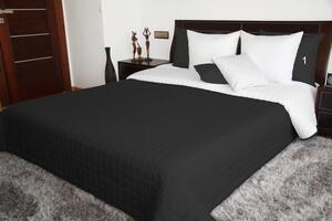 Čierno biely obojstranný prehoz na posteľ prešívaný Čierna