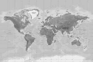 Obraz na korku nádherná čiernobiela mapa sveta