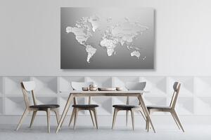 Obraz na korku čiernobiela mapa sveta v originálnom prevedení