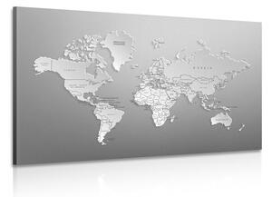 Obraz čiernobiela mapa sveta v originálnom prevedení