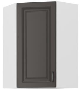 Vysoká rohová skrinka SOPHIA - 60x60 cm, tmavo šedá / biela