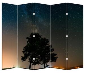 Paraván - Nočná obloha so stromami (210x170 cm)