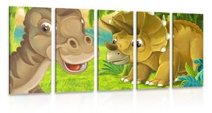 5-dielny obraz veselé dinosaury