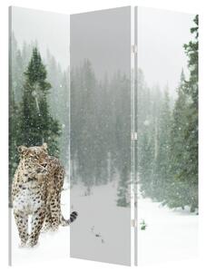 Paraván - Leopard v snehu (126x170 cm)