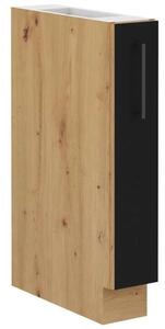 Výsuvná skrinka MALILA - šírka 15 cm, čierna / dub artisan