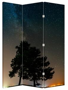 Paraván - Nočná obloha so stromami (126x170 cm)