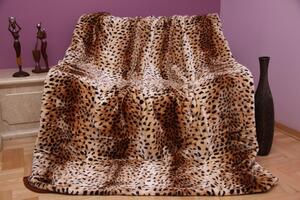 Mäkká béžová deka s gepardím vzorom Béžová