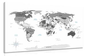Obraz čiernobiela mapa s modrým kontrastom