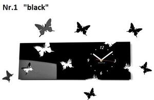 Motýle nástenné hodiny z akrylového skla Čierna