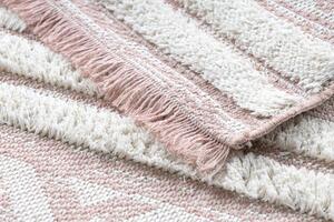 Ekologický koberec MOROC 22297 EKO SIZAL Romby, z recyklovanej bavlny, strapce, krémovo - ružový