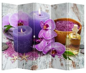 Paraván - Orchidey a sviečky (210x170 cm)