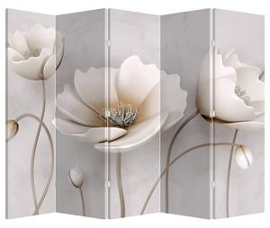 Paraván - Biele kvety (225x180 cm)
