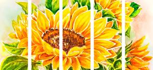 5-dielny obraz nádherná slnečnica