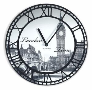 Vintage nástenné hodiny motív Londýn Sivá
