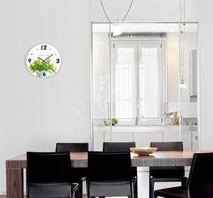 Kuchynské nástenné hodiny s bylinkami Biela