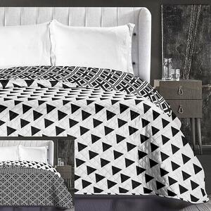 Biely obojstranný prehoz na posteľ s geometrickými vzormi Biela