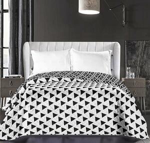 Biely obojstranný prehoz na posteľ s geometrickými vzormi Biela