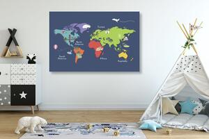 Obraz na korku mapa sveta s dominantami