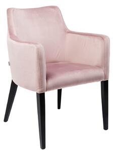 Mode stolička s podrúčkami ružovo fialový zamat / čierne nohy