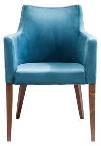 Mode stolička s podrúčkami petrolejovo modrý zamat