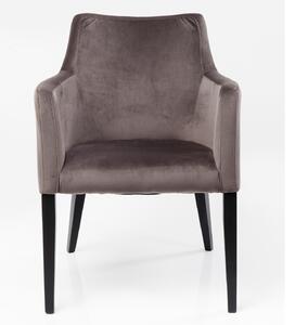 Mode stolička s podrúčkami sivý zamat / čierne nohy